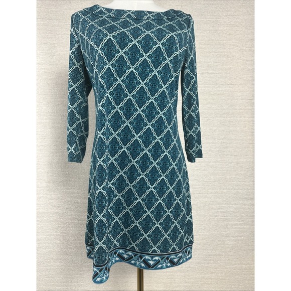 White House Black Market Dresses & Skirts - White House Black Market Geometric Print Sheath Dress Medium Blue Teal Career